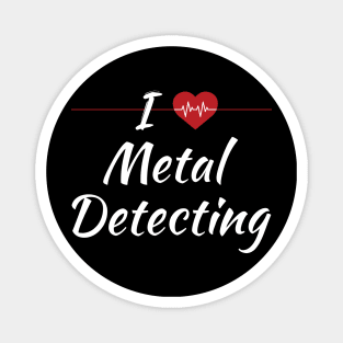 I Love Metal Detecting Cute Red Heart / Heartbeat Magnet